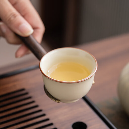 Lingyi tea set complete tea set set beige Ru kiln teapot tea cup gift box beige Ru kiln 16-head gift box set