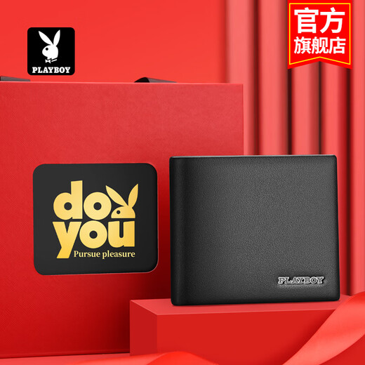 
Playboy wallet men's head layer cowhide ticket clip multiple card wallet bill birthday gift gift for dad husband boyfriend gift box