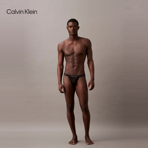 
Calvin Klein underwear 25 spring and summer new men's ck colorful waist light sexy hollow briefs double thong men's NB4233 UB1-Space Black 1 L