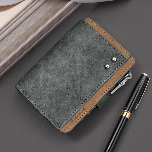 MashaLanti key bag men's multifunctional wallet large capacity card holder coin purse two-in-one key storage bag Father's Day birthday gift practical for dad, boyfriend and husband, gray with brown