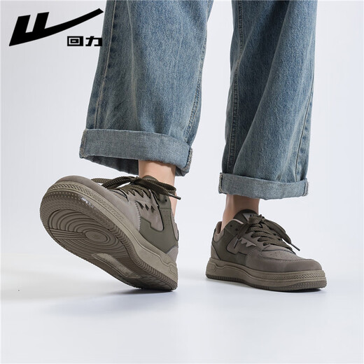 Warrior official men's shoes autumn and winter new versatile trendy board shoes men's fashionable casual sports shoes men's gray military green 42