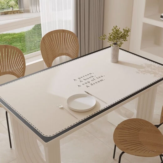 Xinlin light luxury dining table mat, simple modern coffee table tablecloth, no-wash, oil-proof, waterproof, anti-scalding, PVC insulated table mat, high-end, small black and white strips, wipe clean 90X160CM