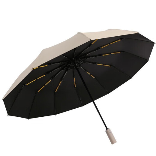 He Jiagong fully automatic umbrella vinyl 24 ribs men's and women's double umbrella men's business folding umbrella large reinforced windproof black vinyl 24 ribs