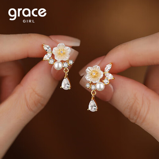 Grace Girl camellia earrings for women, light luxury and high-end earrings, popular earrings, Valentine's Day birthday gifts for girlfriends and wives, camellia earrings-local warehouse