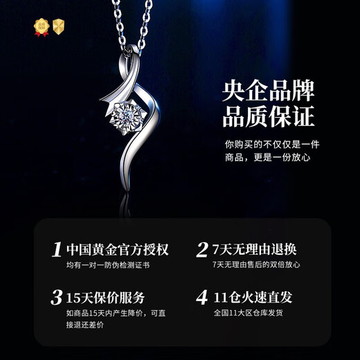 China Gold (CHINA GOLD) Platinum Necklace for Women Set with Diamond Pendant Fashionable Platinum Chain Set Birthday Gift for Girlfriend and Wife Anniversary Platinum Diamond Pendant + Platinum Chain/Can be Engraved