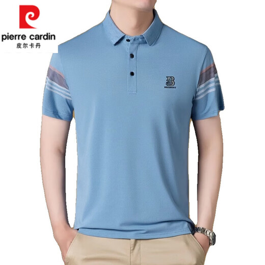 Pierre Cardin Kurzärärtes Polo-Hemd für Männer Geschäfte lässig Sommer mittleren Alters mit mittleren Altersmaul-Seide Kurzärärmelte T-Shirt Revers Makelanschluss.