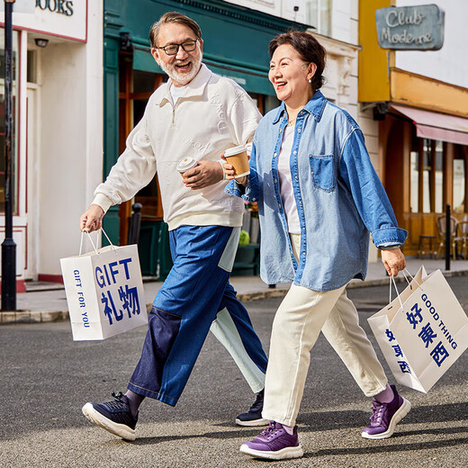 足力健老人鞋中老年春夏季健步轻便闰月送妈妈休闲散步鞋2431369J 紫-女  38
