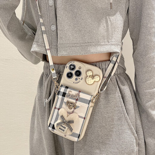 优束 适用华为nova14手机壳13/12活力版11Pro小清新可插卡9/8斜挎7se可背挂绳6/5i零钱包30手提珍珠链 暴力熊卡包棕色 华为 nova 11 SE