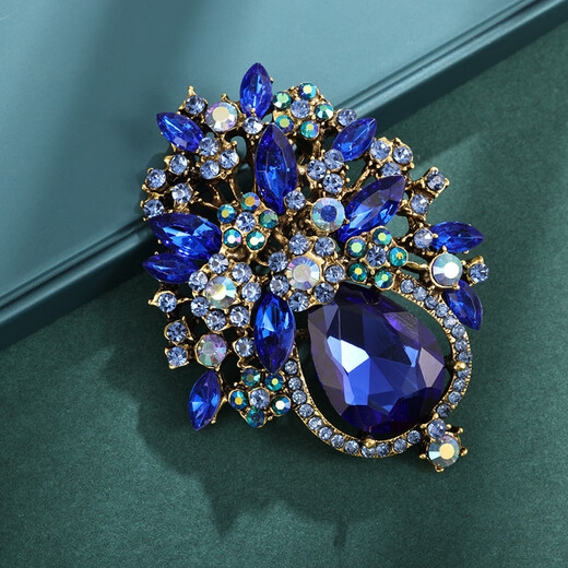 MIEG national style flower brooch, light luxury and elegant diamond-encrusted corsage, retro exquisite full-diamond brooch, gift for mother, red