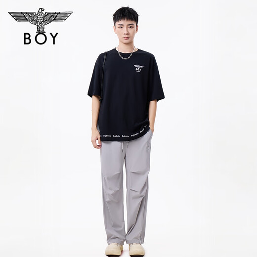 BOY LONDON【夜光logo】春夏情侣款字母夜光印花潮牌休闲短袖T恤N01908 黑色 L （码数偏大，建议选小1码）