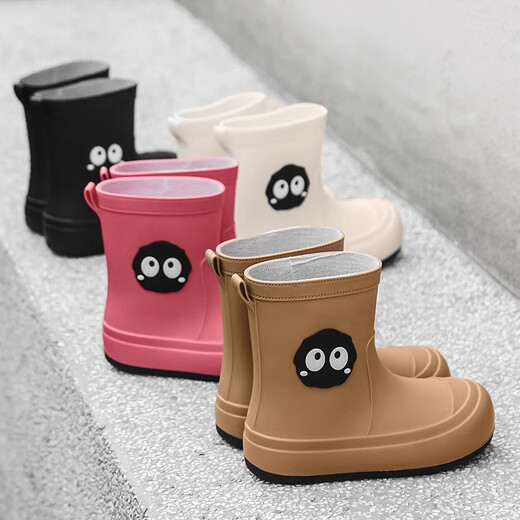 Nette süße Regenstiefel für Frauen japanische Erwachsene, die modische Regenstiefel im Freien im Freien im Freien regnerische Tage wasserdichte Anti-Rutsch-Verschleiß-Bestands-resistenter weicher Gummischuhe weiße Einzelschicht S für 35-36 Fuß