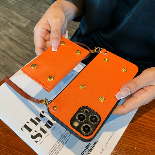 
The cute Fighting Dog Card Coin Wallet is suitable for Apple 15 mobile phone case crossbody iPhone 14 promax lens all inclusive 13 Internet celebrity trendy women 12 strap lanyard xs11 protection Apple 14 orange Fighting Dog split change card bag + lanyard iPhone 15