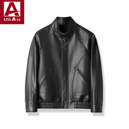 Veste en cuir véritable en cuir de chèvre Lislave hommes et femmes veste de même style 2025 Spring Nouvelle tendance Haine Motorcycle Veste Sandalwood Brown L (Recommandé 95-120 Jin [Jin est égal à 0,5 kg]))