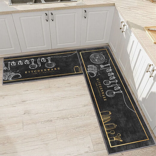 Xuxian kitchen floor mats, oil-proof, non-slip, water-absorbent and dirt-resistant floor mats, cartoon strip carpets, household floor mats, kitchen 6 50*80+50*200 (set)