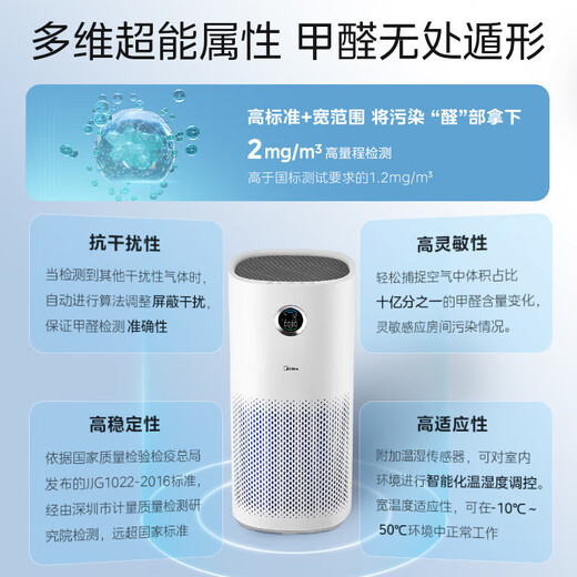 Midea's new air purifier, formaldehyde concentration monitoring, deep decomposition and removal of formaldehyde, sterilization and odor allergen removal, virus and smoke odor removal, formaldehyde digital display KJ600G-RX600P