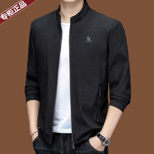 Qi Armania 2025 Nouvelle marque Veste haut de gamme Veste de printemps décontractée pour hommes Jacket de printemps noire 9911 Collier de support - Plus en velours épaissie M 170 suggère 95-120jin [Jin est égal à 0,5 kg]