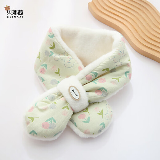 Benasi children's scarf autumn and winter baby girls kindergarten infants and toddlers winter warm windproof scarf thickened cute little flower - pink 1-8 years old 73CM