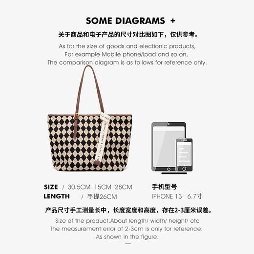 CINVAI/KROSE official website fashion bag women's bag 2025 new large capacity tote bag women's commuting shoulder bag birthday gift for women chess board milk coffee-CK women's bag for girlfriend wife practical light luxury niche high-end brand women's bag