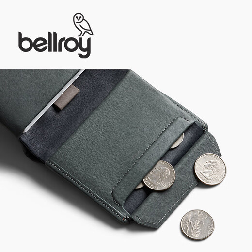 Bellroy Australia Coin Brieftasche Spring Neue Leder Brieftasche Münzkartenspeicherpaket Funktion Wallet Ink Grau Grün
