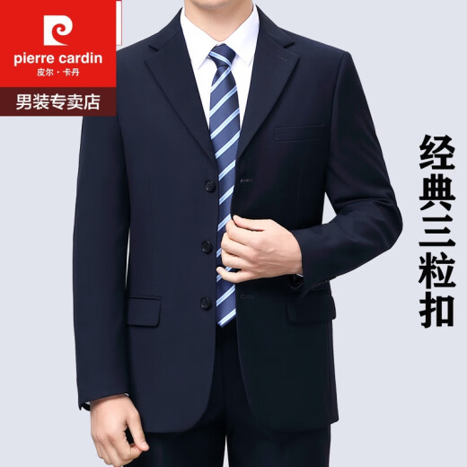 Pier Cardan Suit Men's Business Wool Casual Lool Tres con traje de tres pinzas Single Piece Top Líder Dad Suit Navy Blue 808 Colors 175/92
