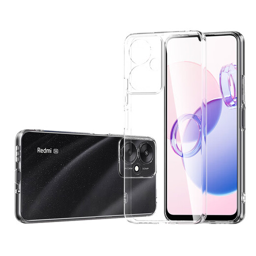 ESCASE Redmi 13C mobile phone case Xiaomi Redmi 13C protective cover anti-fall all-inclusive soft shell silicone (with lanyard hole) simple protective cover transparent