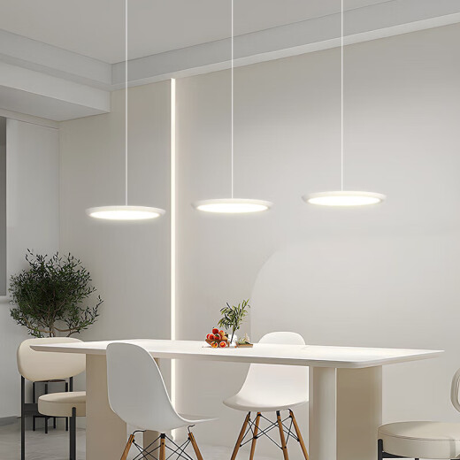 
First impression 2025 new restaurant lamp full spectrum eye protection restaurant chandeliers modern simple pumpkin lantern Guangdong Zhongshan lamp MTJ689-5 straight plate three-color LED (white + beige)