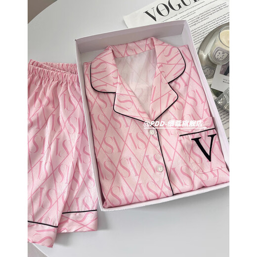 ZIPJBX冰丝睡衣女夏季薄款甜美彩色波点美乐蒂短袖短裤可外穿家居服套装 高质量-套LW9214【短袖短裤】 L 【建议100-120斤】