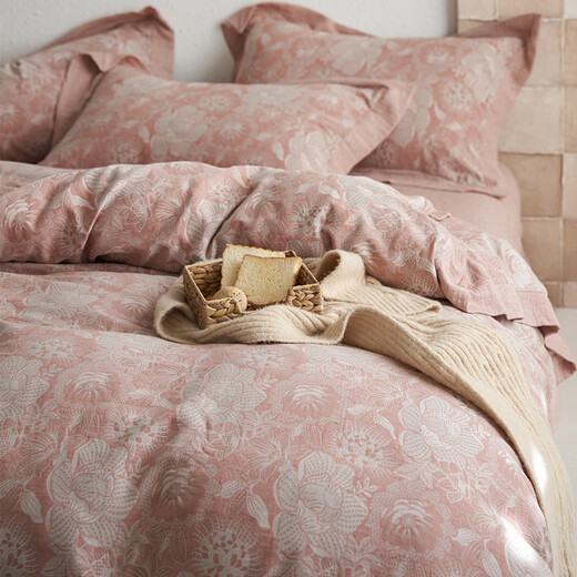 Mercury series autumn and winter thickened high-end retro plant and flower Class A cotton double-layer jacquard bed four-piece maternal and infant grade sheets Forest Blue - Class A maternal and infant grade 1.8m bed sheet style four-piece set suitable for 200x230c