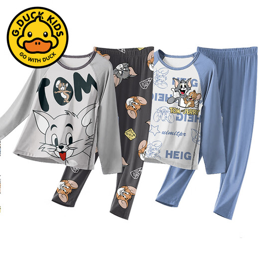 G.DUCKKIDS2025 new boys pajamas spring and autumn style modal long sleeves big children autumn teenagers and children's home clothing set S12159 100 size 8 recommended height 100-110, weight 3