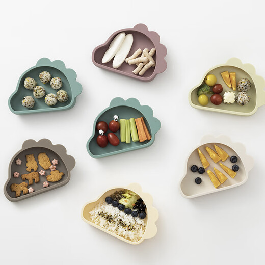 MODUI BOLS DE COUDRS supplémentaires Dinosaur Bowl Baby Tup Bol Bol avec un bol de riz en silicone de couvercle