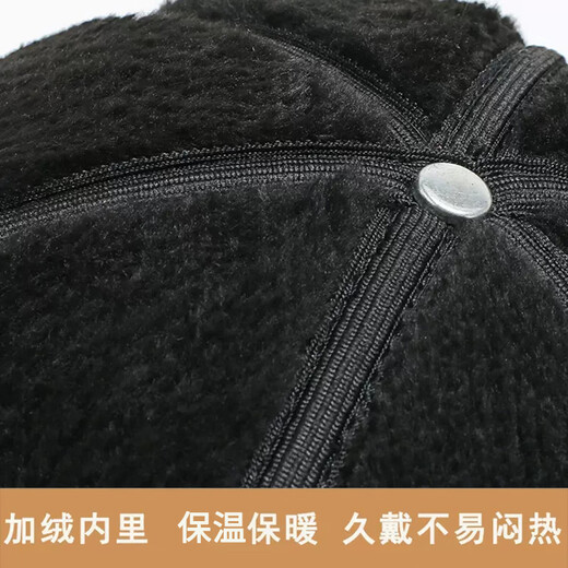 Woodpecker hat men's winter plus velvet thickened warm leather hat for dad, grandpa, the elderly, middle-aged and elderly windproof ear protection peaked cap