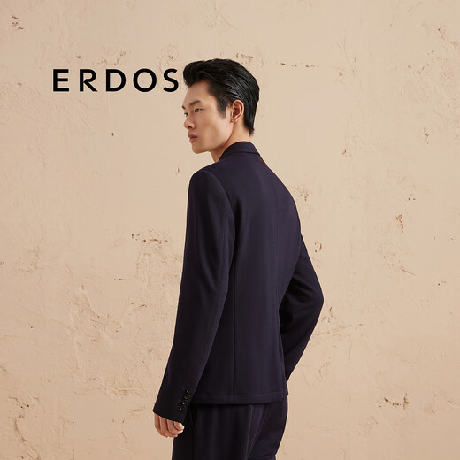 ERDOS 无开衩商务休闲职场通勤羊毛混纺西装男西服外套 藏蓝 L 175/96A