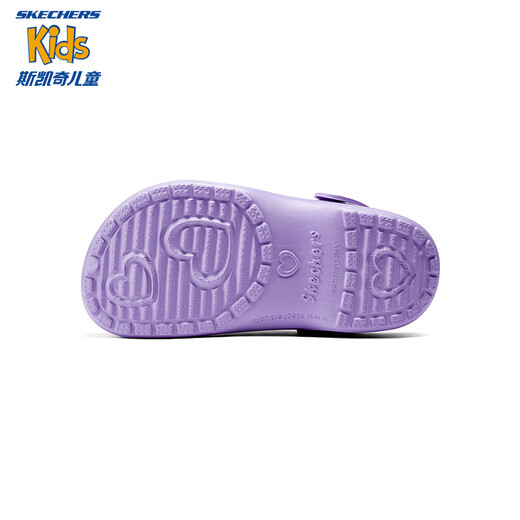 Skechers斯凯奇商场同款女童休闲一脚蹬洞洞鞋夏季新款闪灯凉拖鞋308406L 薰衣草色/多彩色/LVMT 33.5