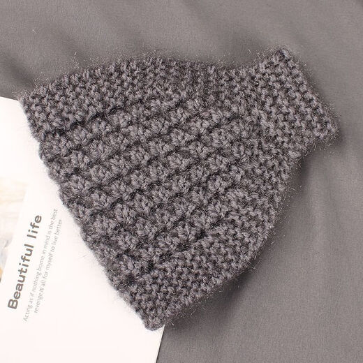 Fog woolen knitted headband hat wide-brimmed headscarf for women, autumn and winter ear protection headband to cover gray hair, warm headband for women, plush style, Khaki A18-303