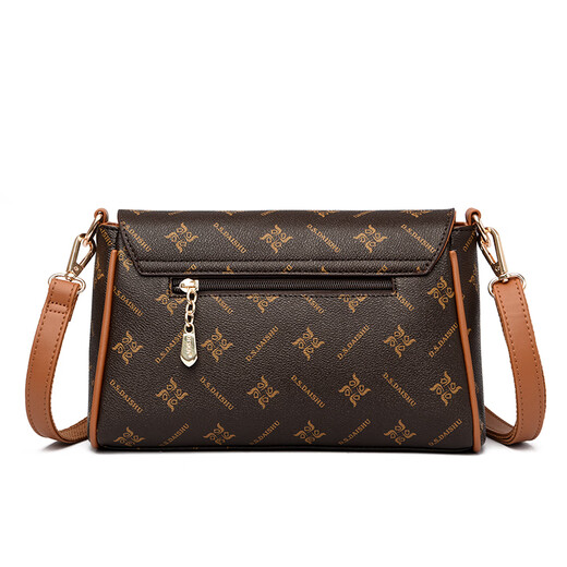 Kangaroo Kara's birthday gift for girlfriend and wife 2025 new women's shoulder crossbody bag small bag brand light luxury women's bag brown with apricot (gift box + hand bag + card holder)