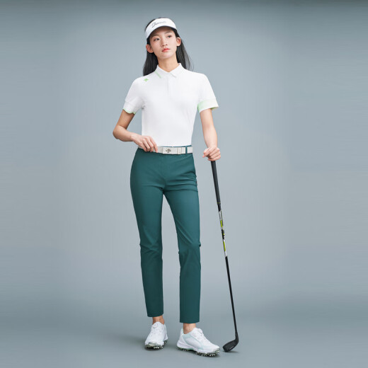 DESCENTEGOLF [Liu Yingxian's same style] Desante Golf PRO series women's knitted splicing short-sleeved POLO shirt WT-WHITEXS (155/76A)