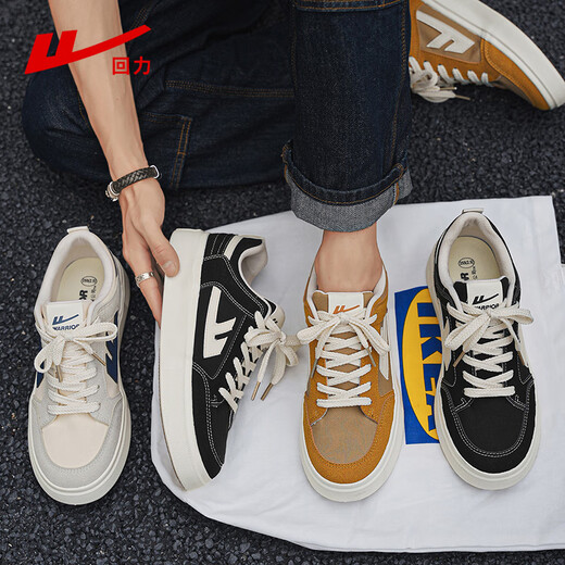 Warrior men's shoes, fashionable flat shoes, versatile lace-up sports casual shoes, H663T black/m42