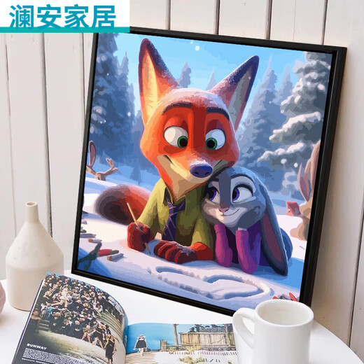 
CLCEY Crazy Zoo City Digital Oil Painting Cute Cartoon Crazy Zoo City Digital Oil Painting + Outer Frame SJ13555 30*30cm Tightened Thickened Solid Wood Inner Frame + Outer Frame