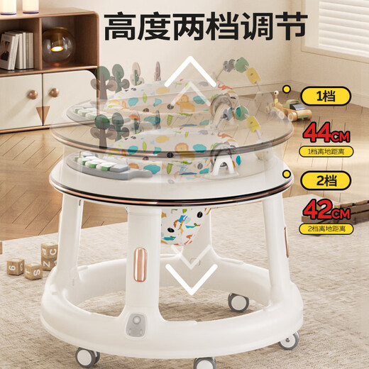 ANGI BABY baby walker multi-function 360 rotating children's step-assist anti-rolling three-in-one walker stroller candy powder [360 rotating cushion + music] multi-function walker first birthday gift