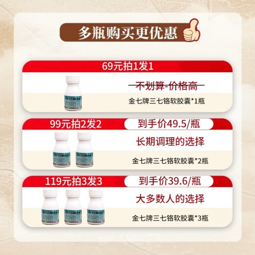 
[Zhengdazhen Wutang Jinqi Brand] Panax notoginseng chromium soft capsule assisted blood sugar lowering blue hat certification 3 boxes [Blue hat assisted blood sugar lowering]