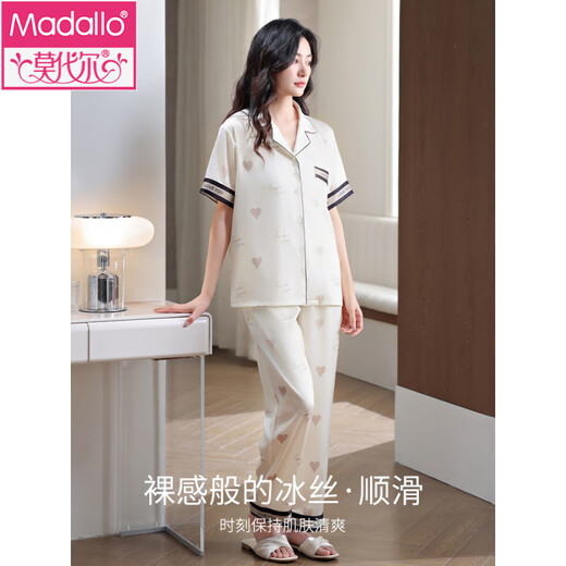 莫代尔睡衣女夏季冰丝短袖长裤套装夏天薄款2025新款仿丝绸感家居服 6626 M (建议穿着体重80-100斤)