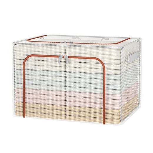 GUOTAIJIAHE extra large folding storage box transparent fabric storage box wholesale clothing quilt hundred box home clothing storage box orange plastic slider affordable model 66L 50*40*33cm