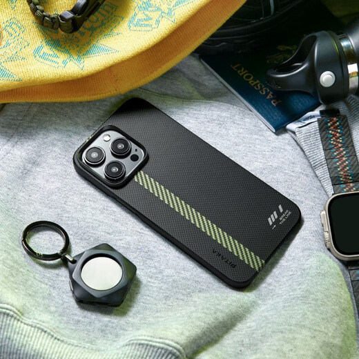 PITAKA suitable for Apple iPhone 15 ProMax mobile phone case warning line MagSafe magnetic suction Kevlar high-end non-carbon fiber ultra-thin men's business style skin-friendly and fall-proof protective case Warning line | thin and thin break the boundaries Applicable to iPhone 15 Pro Max