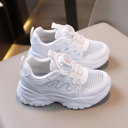 Warrior (Warrior) children's shoes mesh white shoes sandals button sports shoes casual shoes WZ(CL)-0454 white 29