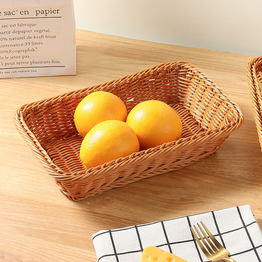 Baiji fruit plate tray, snack plate, fruit basket, steamed bun basket, bread basket for living room, imitation rattan fruit basket