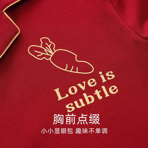 Fenton Kean's new red couple pajamas for women spring and autumn newlyweds pure cotton men's zodiac year home clothes simple suit