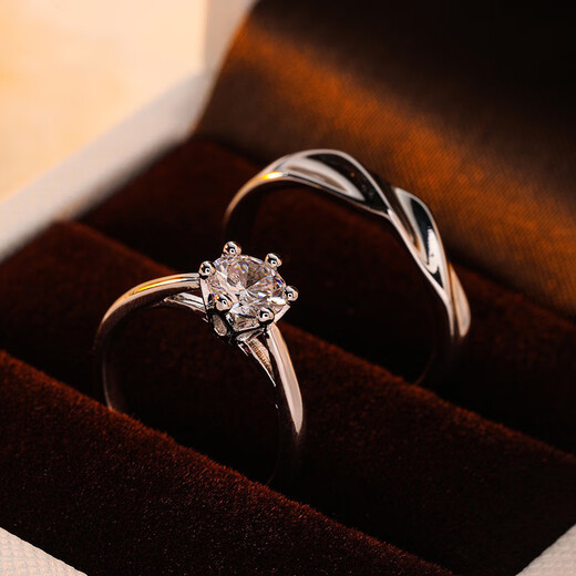 Beautiful wedding ring against the ring of simulation and false diamond ring wedding road with couples to marry the wedding diamond opening can adjust the marriage proposal ceremony simple couple