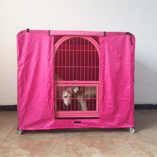 Dog cage cover to keep warm in winter, anti-mosquito, cat cage cage, windproof, outdoor rainproof cloth, waterproof for all seasons, rose red raincloth, does not include dog cage, suitable for cages with a length of 78, a width of 54, and a height of 71