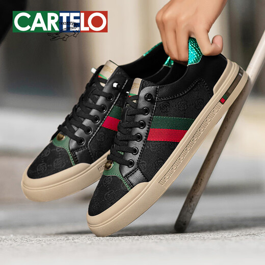 Cartelo-Schuhe Herren-Low-Top-leichte Luxus-Sportbrettschuhe Herren trendy und vielseitige Freizeitschuhe Herren Sommerschüler Herrenschuhe Schwarz-trendy und vielseitil-7375k 41 Standard Sportschuhe Größe