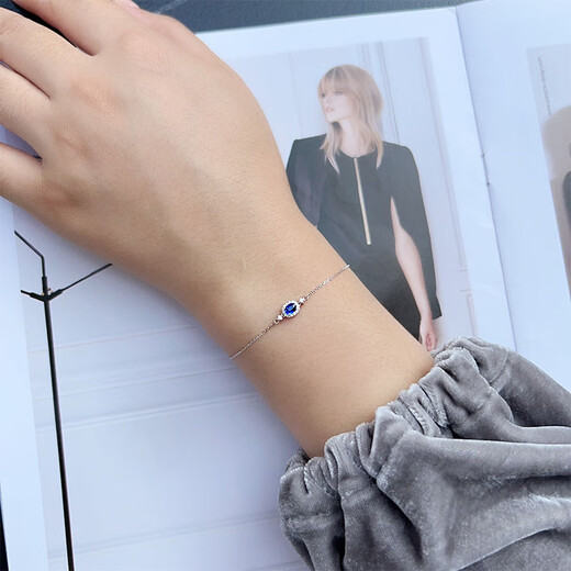 Iba 18K gold 0.3 carat natural sapphire bracelet set with diamonds as a birthday gift for girlfriend. Ready stock length 16-17-18cm